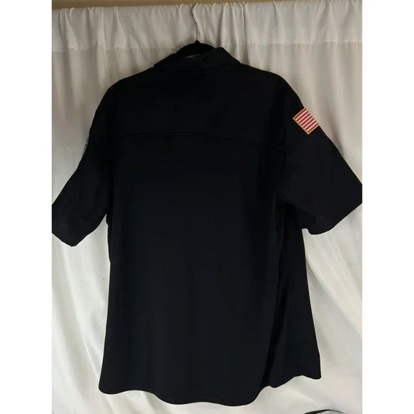 FLYING CROSS Mens Short-sleeve Shirt With Patch NAVY XL - Picture 7 of 12